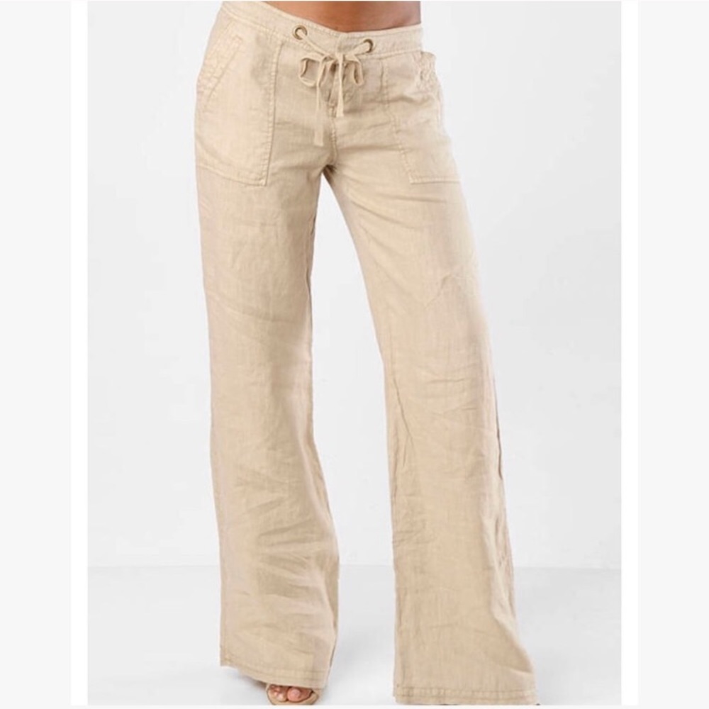 Joie beige linen ami drawstring pants